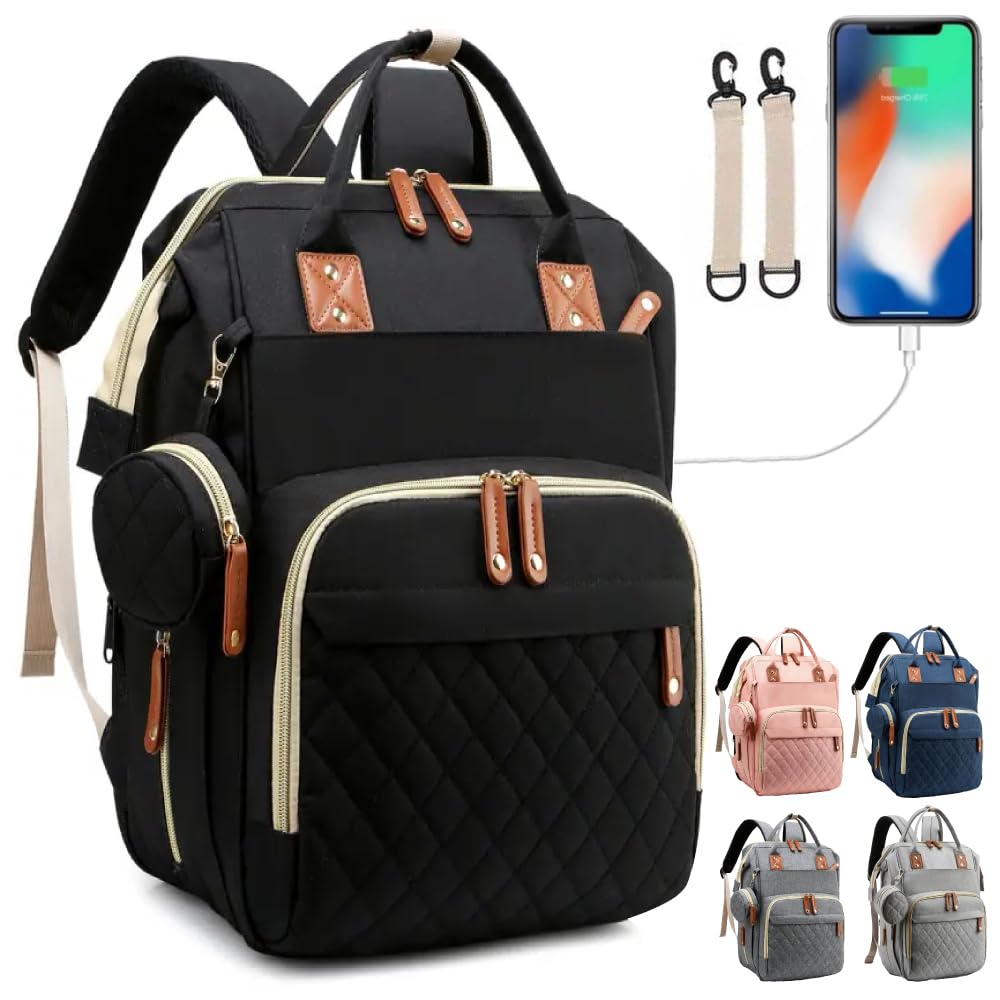 Dalaura Diaper Baby Changing Bag | Ultra Lightweight Baby Backpack Diaper Bag | Travel Diaper Bag With Portable Changing | Large Unisex Backpack Nappy Bags | Diaper Bags for Baby Boy (Black)