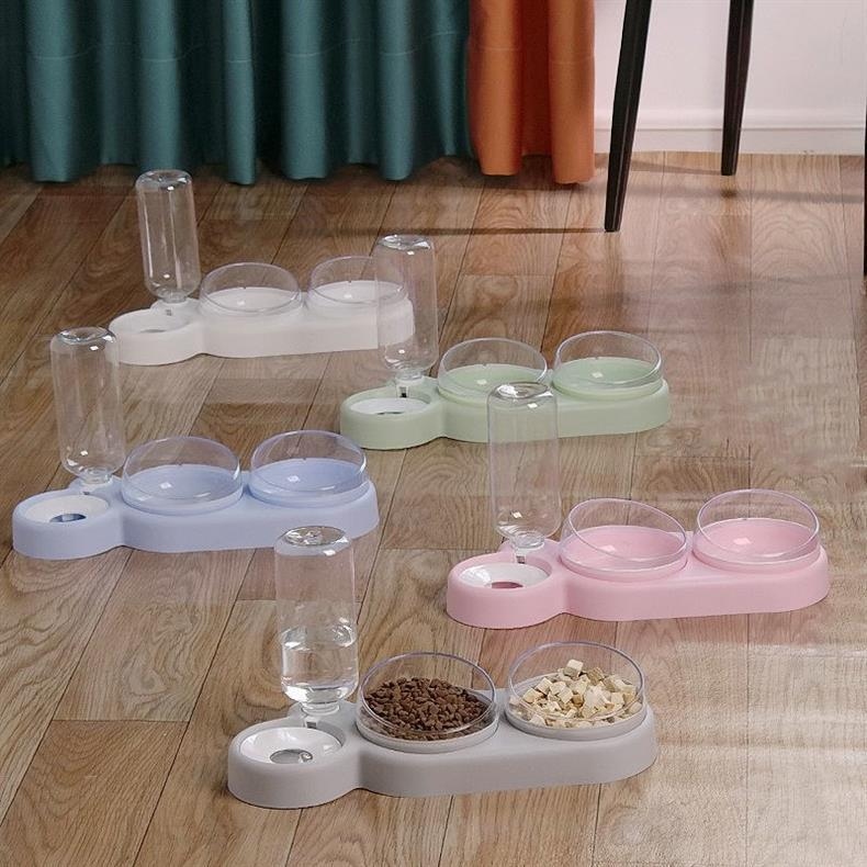 Automatic Pet Feeder with Water Fountain and Raised Stand
