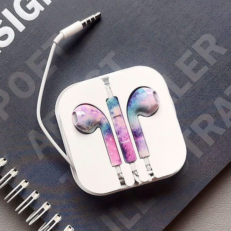 Colorful Cloud and Starry Sky Pattern Smart Wired Headset