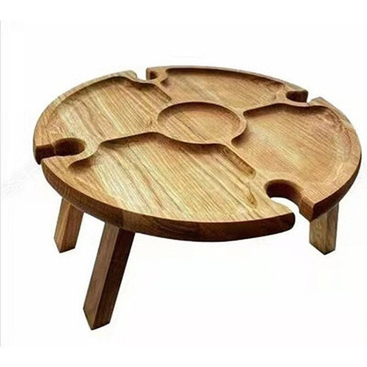 Portable Wooden Snack Table for Outdoor Use