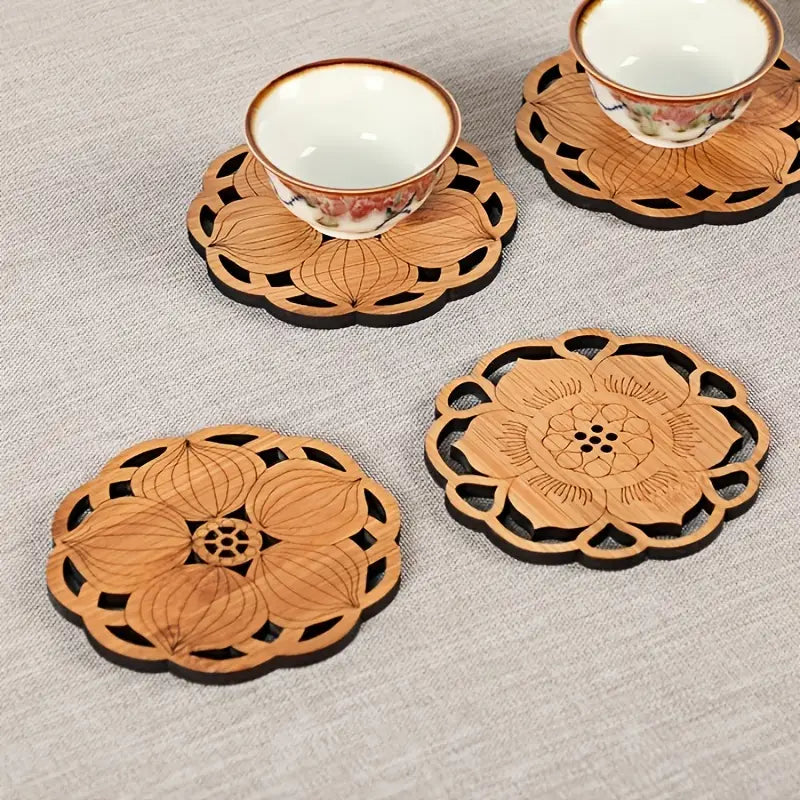 Bamboo Lotus Root Shaped Drink Coasters (1pc)