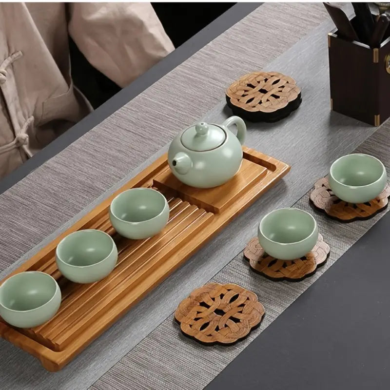Bamboo Lotus Root Shaped Drink Coasters (1pc)