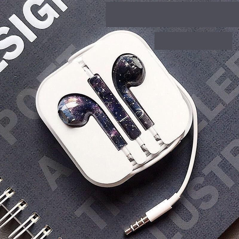 Colorful Cloud and Starry Sky Pattern Smart Wired Headset
