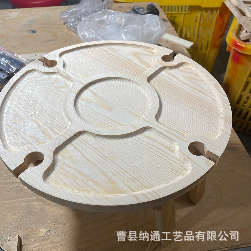 Portable Wooden Snack Table for Outdoor Use