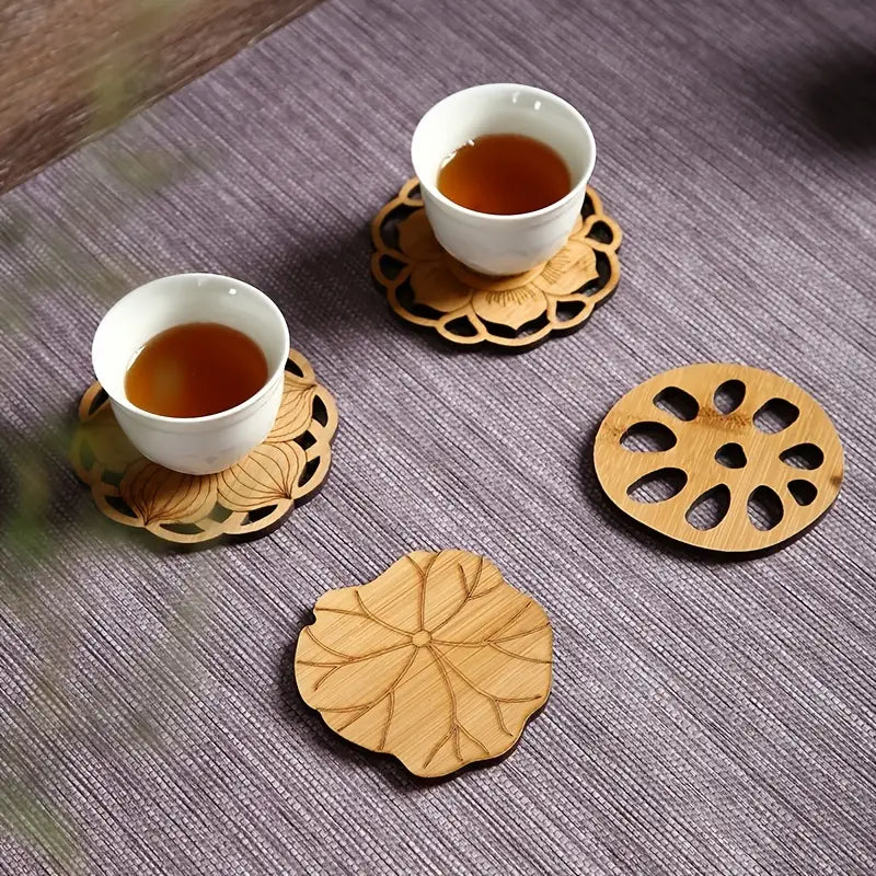 Bamboo Lotus Root Shaped Drink Coasters (1pc)