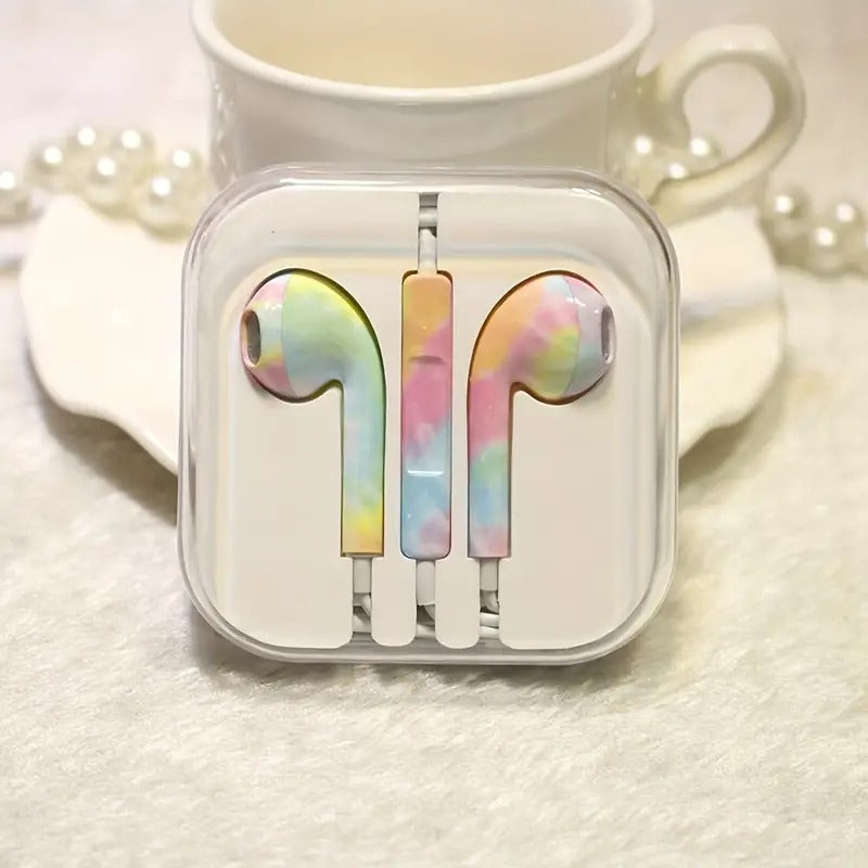 Colorful Cloud and Starry Sky Pattern Smart Wired Headset