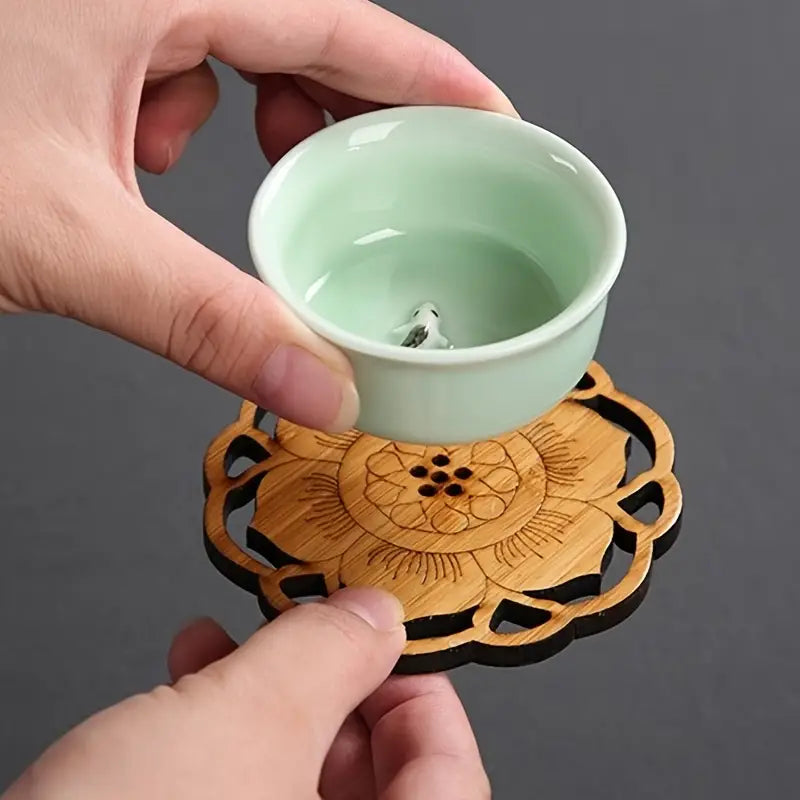 Bamboo Lotus Root Shaped Drink Coasters (1pc)