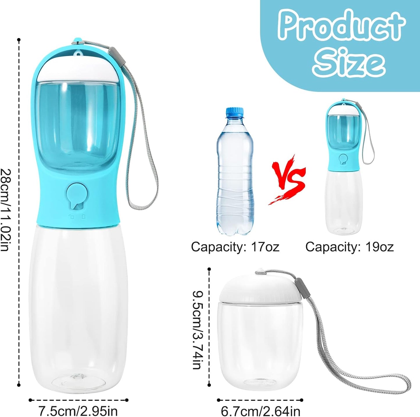 3-in-1 Pet Water & Food Bottle with Waste Bag Holder
