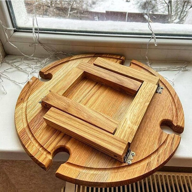 Portable Wooden Snack Table for Outdoor Use